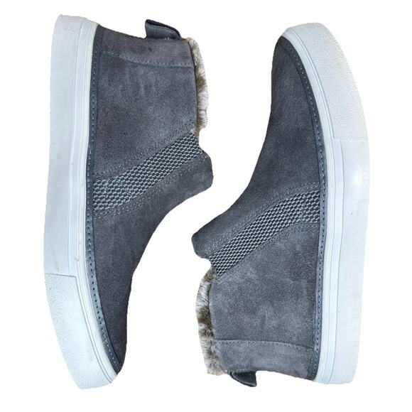 TOMS Bryce High Top Fur Sneakers Grey Slip On Womens Sz 8 Ankle Boots Shoes - Picture 5 of 7